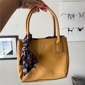 Anne Klein Yellow Handbag with Scarf Accent